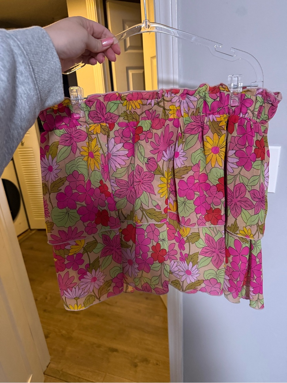 Show Me Your Mumu Floral Smocked Mini Skort/shorts - Pink Multi